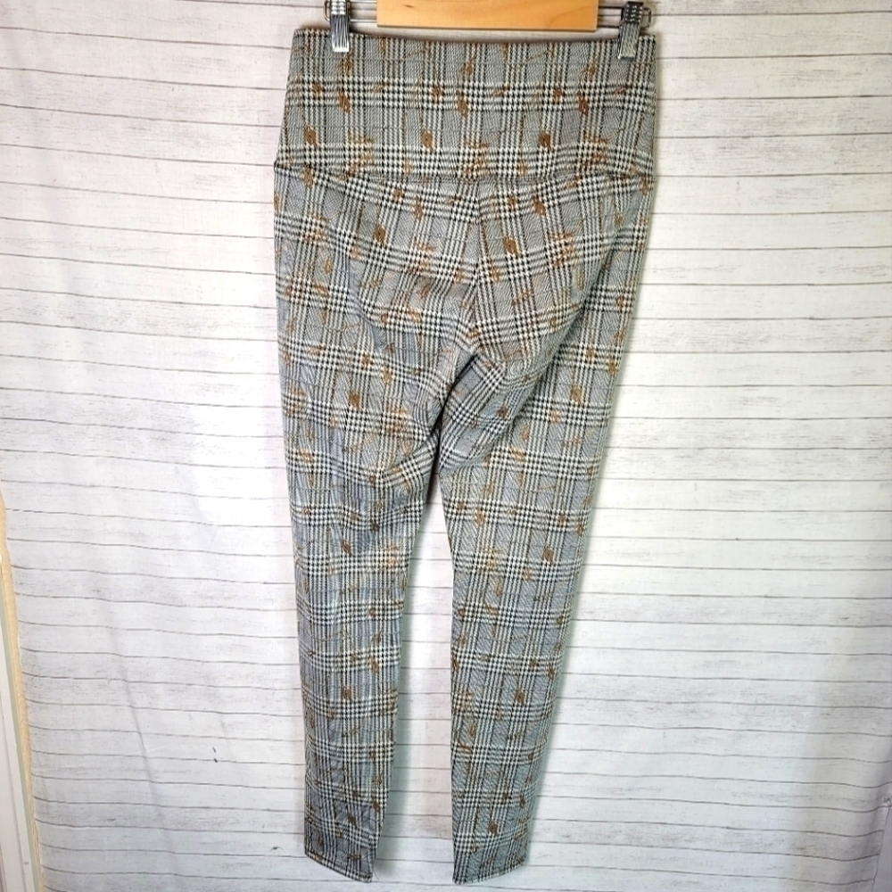 LYSSE PLAID LEGGINGS W GOLD LEAF PRINT DESIGN, SZ SMALL - Picture 7 of 12